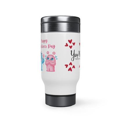 "You, Me, Together Forever!" Stainless Steel Travel Mug with Handle, 14oz