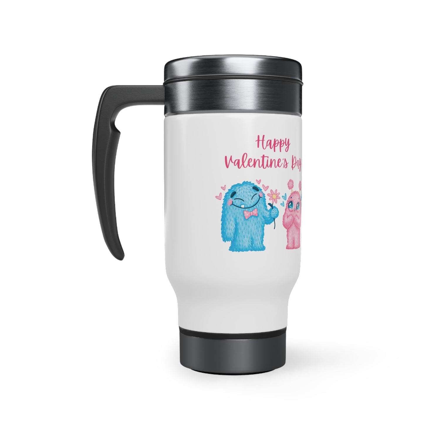 "You, Me, Together Forever!" Stainless Steel Travel Mug with Handle, 14oz