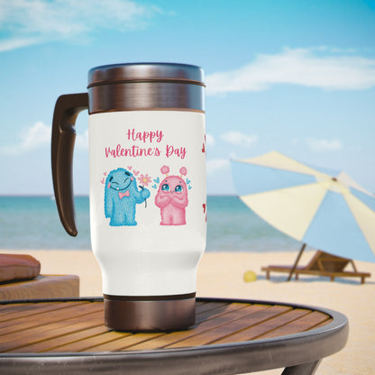 "You, Me, Together Forever!" Stainless Steel Travel Mug with Handle, 14oz